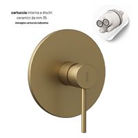 Robinet de salle de bain monocommande M RUBINETTERIA, finition or mat, série Jazz, système d'installation encastré, mitigeur de douche 1 voie intégré