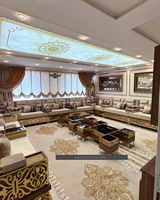 Ensemble de canapés marocains de luxe en U Sedari Jalsa Salon en bois avec rangement uniquement expédié en Europe