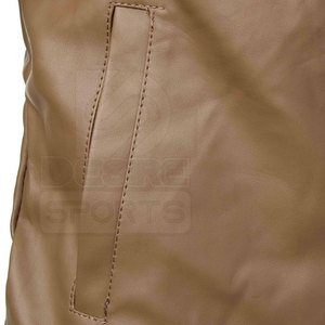 2026 Solid Color Men Leather <b>Canvas</b> <b>Jacket</b> with Stand Collar and Front Logo Windproof Winter Streetwear - Product Image 4