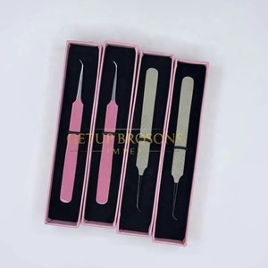 GETUP BROSONS IMPEX Cils de volume russe de précision anti-magnétiques en acier inoxydable de haute qualité, pointe argentée rose nude à 45 degrés - Product Image 1