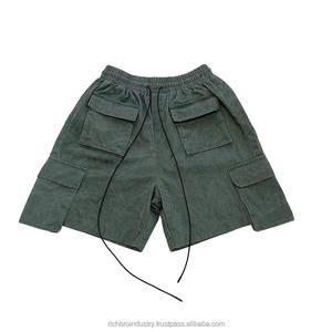 OEM Manufacturer Acid Wash Cargo Shorts Men Custom Drawstring <b>Baggy</b> Cotton Sweat Shorts French Terry Shorts Streetwear - Product Image 4