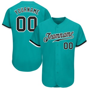 Meilleures ventes Vêtements d'équipe personnalisés Maillot de baseball authentique noir-blanc Aqua personnalisé - Product Image 1