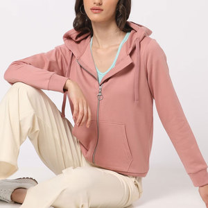 Sudadera con Capucha y Cierre de Cremallera Rosa para Mujer BIG TEN APPAREL, Manga Larga, Tejido de Poliéster/Algodón, Transpirable, Ecológica, para Otoño - Product Image 4