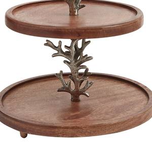 Support à gâteau à 2 niveaux en bois avec tige en métal corail, plateau de service à étages, support décoratif pour gâteau, idéal pour les fêtes sur le thème de la plage et la décoration intérieure. - Product Image 2