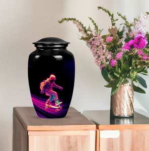 Urne de skateur vibrante pour cendres personnalisable en aluminium de haute qualité Tailles standard de souvenir Mémorial parfait pour les esprits actifs - Product Image 4
