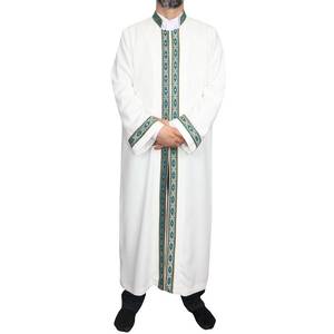 Robe de prière longue en lin pour hommes musulmans - Kurta-Galabiyya Jubbah - avec fonction anti-froissement - Manches longues - Product Image 3