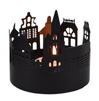 IHA Hut Tree Metal Handicraft Tea Light Holder Black Long Luxury Heart Christmas Decorations Base Tabletop Medium Pillar Bulk