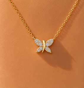 Colgante de Diamante Cultivado en Laboratorio con Corte Redondo, Collar de Diamantes de Mariposa en Oro Sólido de 14K y 18K, DEF VVS, Joyería Fina de Moda para Uso Diario, ODM - Product Image 3