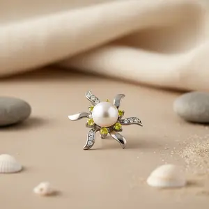 จี้ไข่มุกและอัญมณีสีเงินสำหรับผู้หญิง สวมใส่ได้ทุกวัน จี้ไข่มุกและเครื่องประดับที่สง่างาม - Product Image 2