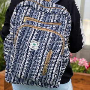 Eco-Friendly Hemp Striped Backpack Durable Natural Fiber <b>Bag</b> with <b>Laptop</b> Compartment Ideal for Travel School Hiking & Daily Use - Product Image 3