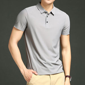 2023 hombres verano para Polos nueva seda de hielo suelta manga corta Camiseta solapa Color sólido estampado soporte XS tamaño Golf ropa - Product Image 2