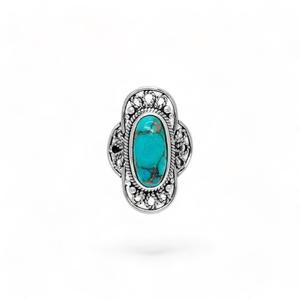 <b>Statement</b> Copper Turquoise and Quartz <b>Ring</b> in 925 Sterling Silver Unique Vintage Style Women's Gemstone <b>Ring</b> Gift for Her - Product Image 2