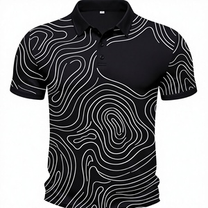 T-shirt Homme Imprimé Noir à Motif Abstrait Tricoté Respirant Coupe Slim Manches Courtes Art Lignes Modernes Personnalisé – Meilleure Vente - Product Image 5