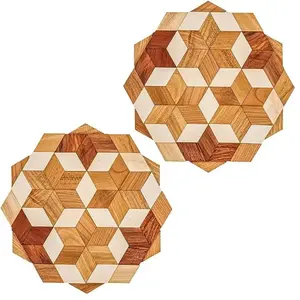 Dessous de verre en bois personnalisé vente en gros bon marché meilleure vente sous-verres de table en bois pour la décoration de table à manger ensembles de sous-verres - Product Image 2