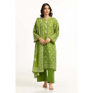 Traje de Mujer de Algodón Verde de 3 Piezas con Estampado de Césped, Conjunto de Pantalones Cortos Casuales y Formales de 2 Piezas, Largo por Encima de la Rodilla para Primavera/Verano - Product Image 1