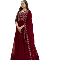 Marron Couleur Broderie TV Série Actrice Style Paillettes-Multi Zari Brodé Travail Vichitra Personnalisable Fête Kurti Ensemble pour