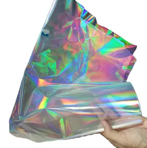 Stock de film holographique transparent avec motif de logo personnalisé mosaïque de points de glace fissurés motifs de cœur de pilier étoile arc-en-ciel