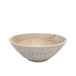 Frutero redondo de madera de diseño americano con Base, cuenco para servir pulido marrón, cuencos para mezclar ensaladas y sopa artesanales - Product Image 2