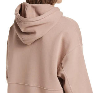 Sudaderas y sudaderas con capucha para mujer Sudadera con capucha de algodón orgánico 100% para mujer Sudaderas con capucha holgadas cortas personalizadas a la venta - Product Image 6