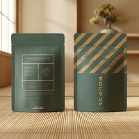 Pochette de luxe vert foncé mat avec impression dorée, fermeture éclair résistante à la chaleur, jetable, 100 pièces, pour thé, café, gelée, chewing-gum