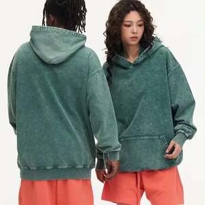 เสื้อสเวตเชิ้ตผ้าบาติกมีฮู้ดแนวเรโทรหนัก425กรัมสีดำทรงหลวมซักได้สไตล์เดียวกันสำหรับผู้ชายและผู้หญิง - Product Image 2