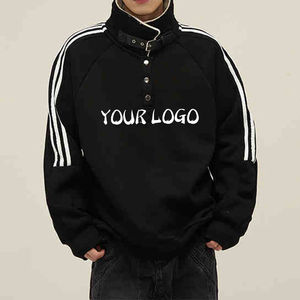 Patrón personalizado 3D impreso rayas manga polar Sudadera con capucha moda Casual peso pesado de gran tamaño cuello falso hombres sudadera invierno - Product Image 3