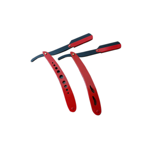 Super outils de rasage pour hommes cisailles rasoir pochette avec logo personnalisé rasoir droit noir manche en plastique lame en acier tranchante visage corps utilisation - Product Image 6