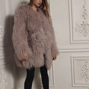 Manteau mongol 2025 Mode d'hiver Vrai manteau en fourrure mongole Femmes Vêtements d'extérieur pour femmes par temps froid - Product Image 5