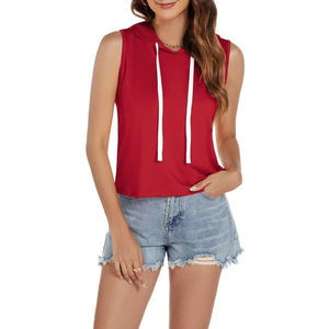 Vente en gros été sans manches Gym Workout sweats à capuche athlétiques vierges sweat à capuche sans manches pour femmes - Product Image 1