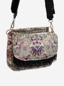 Bolso de Mano Bohemio con Diseño Jacquard de Media Luna, con Bordado y Flecos, Correa Cruzada para Mujer, Uso Diario - Product Image 2