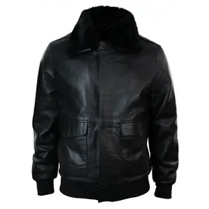 Veste en cuir pour hommes avec poches Veste à col montant durable et à bas prix Veste en cuir pour hommes Meilleur design respirant à l'arrivée - Product Image 1