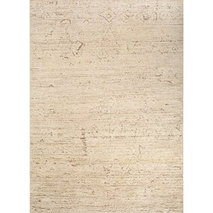 Tapis en laine afghane noué à la main, couleur ivoire, Re-1415, pour usage domestique - Tapis rectangulaire à motif abstrait pour salon et couloir - Product Image 1