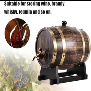 Distributeur de tonneau de whisky en bois de chêne 3L avec support, seau en bois de vin et de brandy avec robinet. - Product Image 3