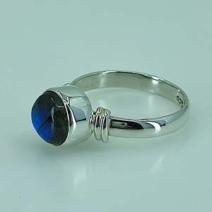 925 Sterling Silver Handmade <b>Ring</b> with <b>Labradorite</b> Boho Style November Birthstone Oval Cut Diamond Perfect Gift for Her Birthday - Product Image 3