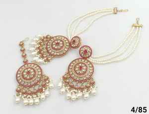 ต่างหูชุบทองแบบอินเดียทรง Motipearl ทรง ovalshape แบบดั้งเดิมและต่างหูหินพร้อมโซ่มุกโมติคคาชุดผู้หญิงและเด็กผู้หญิง - Product Image 3