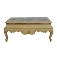 Table basse de salon de style français, reproduction antique, table à thé avec tiroir, table centrale en bois sculpté à la main