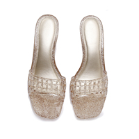 Sandales en gelée à talons hauts d'inspiration euro-américaine, à bout carré, à lanières, élégantes, avec talon verre à vin pour femme