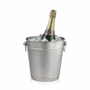 Seau à glace en métal de qualité supérieure avec poignée, finition argent antique, seaux à champagne, refroidisseurs à vin et à bar - Product Image 1