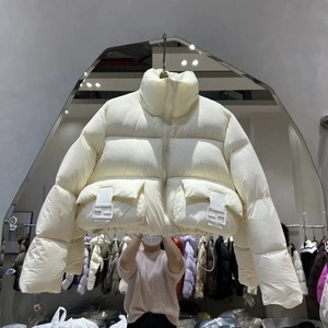 Chaqueta acolchada de invierno a la moda para mujer, diseño recortado de talla grande, cuello levantado, transpirable, estampado, Polar, pato blanco, Puff de moda - Product Image 5