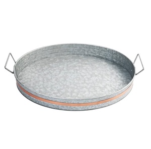 Plateau de service ovale de forme de Galvanizedm plat antique de grande taille de finition d'Oxodise et assiettes pour le service de nourriture - Product Image 3