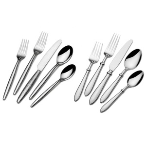 Juego de cubiertos elegante de alta calidad, acero inoxidable con acabado mate y mango de diseño plano único, estilo de museos de moda, gran oferta - Product Image 1