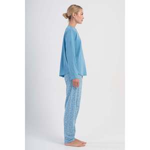 KADIN P.SUPREM XXL V YAKA UZUN KOL ETEGI OVAL PIJAMA TAKIM - มาวี - มาวี - Product Image 4