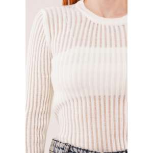 Blusa Blanca para Mujer con Mangas Largas Transparentes, Producto al por Mayor - Product Image 3