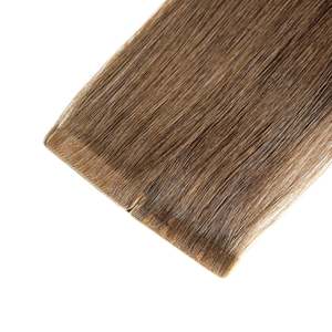 Double Drawn Invisible <b>Tape</b> Hair Extensions #4 Warm Medium <b>Brown</b> Virgin Remy Human Hair 22/28 Inches - Product Image 1