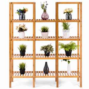 BFKS020 Bamboo Wood Decorative Shelf 115x32x140cm <b>Wall</b> & <b>Display</b> Shelves - Product Image 2