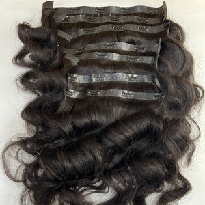 PU CLIP INS RAW NATUREL DROIT NOIR UN DONATEUR ONDE LOOSE VIETNAM Remy EXTENSIONS DE CHEVEUX HUMAINS DOUBLE TIRÉ - Product Image 4