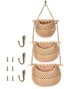 Grand panier de rangement en macramé pour la lessive, les essentiels, les livres, les jouets et les vêtements, organisation dans les espaces domestiques modernes, en provenance d'Inde - Product Image 1