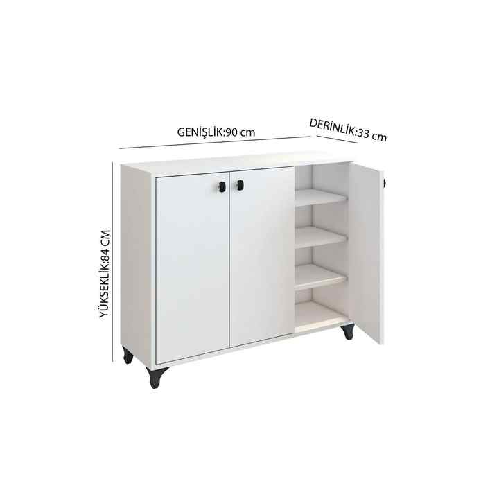 3 Doors 8 Shelves Shoe Rack Door Front Outdoor Multi-Purpose Cabinet Kitchen Pantry Storage Cabinet 84x90 cm