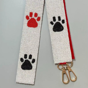 Sangle de sac à main pour le jour du match, rouge, perlée, longue, en alliage et en zinc, avec sangle d'épaule en tissu polyester, clip en alliage de zinc, sangle de sac cadeau - Product Image 1