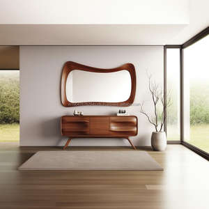 Miroir mural ovale en bois Art Déco fait main KALATRI, écologique, léger, bord poli, décoration élégante pour la maison et l'hôtel - Product Image 6